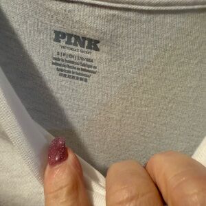 Victoria's Secret Pink Short Sleeve Tee - Gray and White